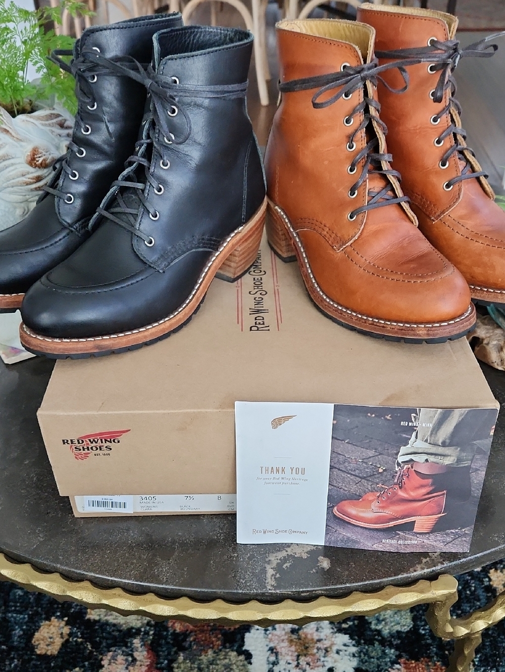 Red Wing Clara Lace-Up Leather Boots in Black sz 7.5
